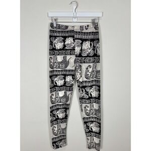 We've Women's Black And White Elephant Print Leggings Stretchy Medium